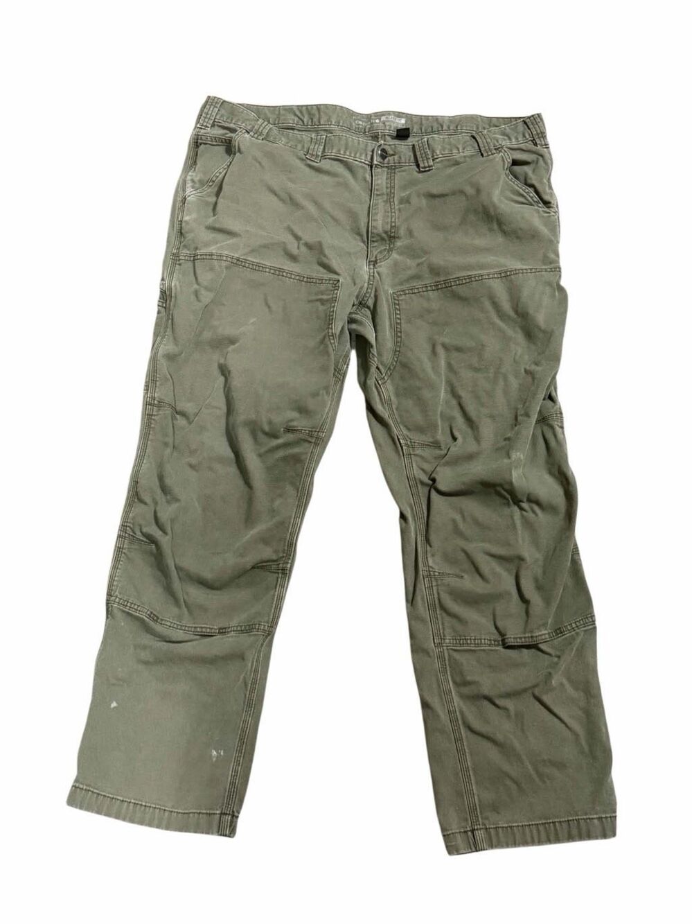 Carhartt Distressed Relaxed Fit Rigby Double Knee Work Pants Olive Green 44X32
